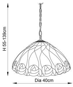 Endon 64176 - Luster na reťazi Tiffany HUTCHINSON 1xE27/60W/230V pr. 40 cm