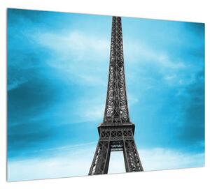 Obraz Eiffelovej veže a modrého auta (70x50 cm)