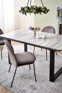 Halmar MARLEY rozkladací stôl doska - biely mramor / šedá, nohy - čierne