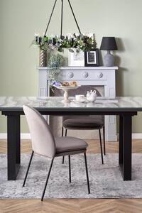 Halmar MARLEY rozkladací stôl doska - biely mramor / šedá, nohy - čierne