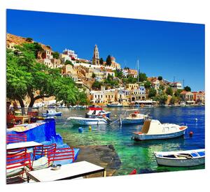 Letný obraz stredomorského prístavu (70x50 cm)