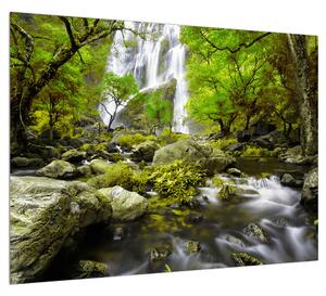 Obraz lesnej krajiny s potokom (70x50 cm)
