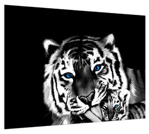 Obraz tigra s mláďaťom (70x50 cm)