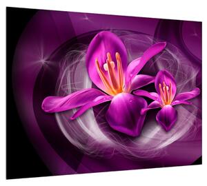 Moderný fialový obraz kvetov (70x50 cm)