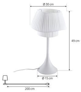 Stolná lampa Lindby Eryndor, biela, textil, Ø 30 cm, E27