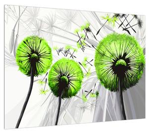 Obraz páperia svetlo zelených púpav (70x50 cm)