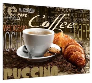 Obraz kávy a croissantov (70x50 cm)