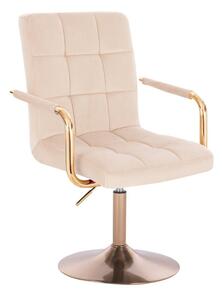LuxuryForm DESIGN Stolička VERONA GOLD VELUR na zlatom tanieri - krémová