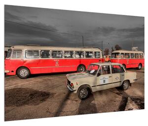 Obraz historických vozidiel (90x60 cm)