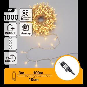 Aigostar - LED vonkajšia vianočná svetelná reťaz 1000xLED/8 funkcií 103m IP44 teplá biela