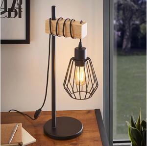 Eglo 780173 - Stolná lampa TABODI 1xE27/40W/230V borovica/čierna
