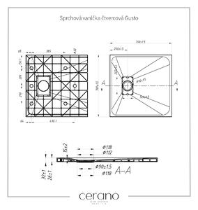CERANO - Sprchová vanička štvorcová Gusto - čierna matná - 70x70 cm