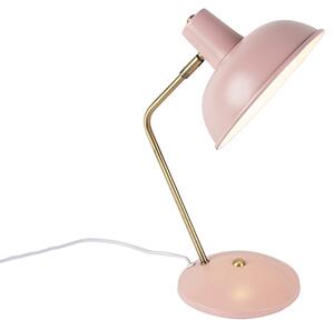 Retro stolná lampa ružová s bronzom - Milou