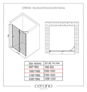 CERANO - Sprchové krídlové dvere Marino L/P - chróm, transparentné sklo - 100x190 cm