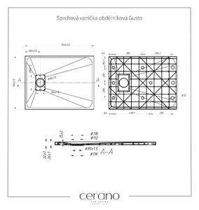 CERANO - Sprchová vanička obdĺžniková Gusto - biela matná - 90x70 cm