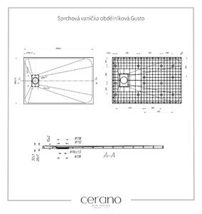 CERANO - Sprchová vanička obdĺžniková Gusto - čierna matná - 120x80 cm