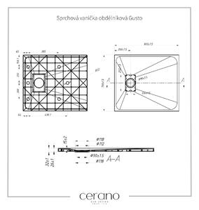CERANO - Sprchová vanička obdĺžniková Gusto - biela matná - 80x70 cm