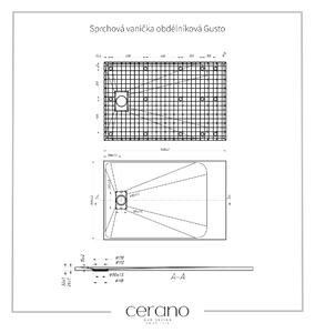 CERANO - Sprchová vanička obdĺžniková Gusto - čierna matná - 140x90 cm