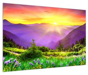 Obraz horskej krajiny s východom slnka (90x60 cm)