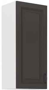 Vysoká horná skrinka SOPHIA - šírka 40 cm, tmavo šedá / biela