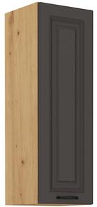 Vysoká horná skrinka SOPHIA - šírka 30 cm, tmavo šedá / dub artisan