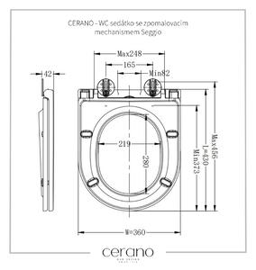 Cerano Seggio, WC sedátko so spomaľovacím mechanizmom 430x360x42 mm, slim/UF, biela matná, CER-CER-414791