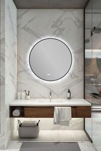 CERANO - Kúpeľňové LED zrkadlo Velo, kovový rám - čierna matná - Ø 80 cm