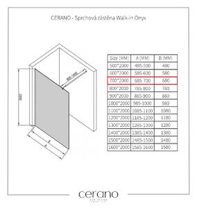 Cerano Onyx, sprchová zástena Walk-in 70x200 cm, 8mm číre sklo, chrómový profil, CER-CER-DY101-70-200