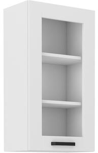 Vysoká presklená skrinka LAILI - šírka 40 cm, biela