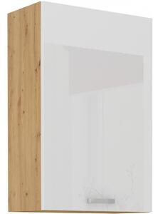 Vysoká horná skrinka ADARA - šírka 60 cm, biela / dub artisan