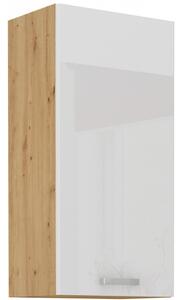 Vysoká horná skrinka ADARA - šírka 50 cm, biela / dub artisan