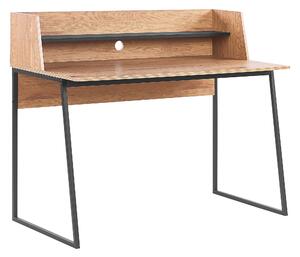 Písací stôl svetlé drevo a čierna MDF doska 120 x 59 cm oceľový rám s policou domáca kancelária