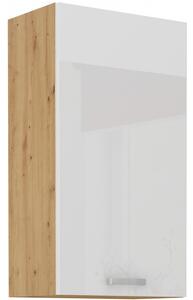 Vysoká horná skrinka ADARA - šírka 45 cm, biela / dub artisan