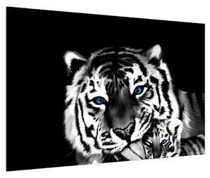 Obraz tigra s mláďaťom (90x60 cm)