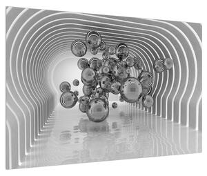 Abstraktný čiernobiely obraz - bubliny (90x60 cm)