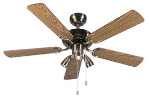 Bronzový stropný ventilátor s drevom 110 cm 3-svetlá s ťahovým spínačom - Mistral