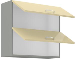 Horná výklopná skrinka ULLERIKE - šírka 80 cm, krémová / šedá