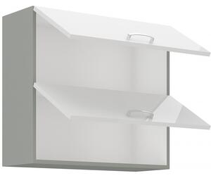 Horná výklopná skrinka ULLERIKE - šírka 80 cm, biela / šedá