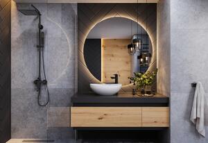 Kúpeľňová skrinka pod umývadlo SELAH, 110x36x45, dub lefkas/čierna
