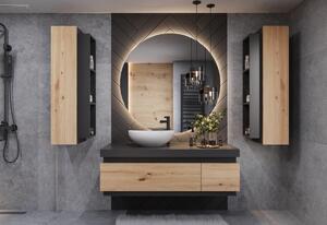 Kúpeľňová zostava s umývadlom SELAH, dub lefkas/čierna