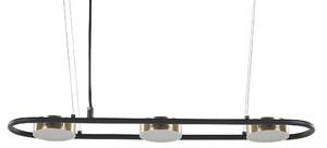 Závesná lampa čierna mosadzná oceľová integrované 3 LED svetlá geometrický tvar moderný industriálny štýl