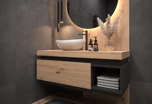 Kúpeľňová skrinka pod umývadlo KADIRA, 100x40x45, dub lefkas/čierna