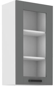 Vysoká presklená skrinka LAILI - šírka 40 cm, šedá / biela