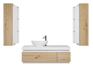 Kúpeľňová zostava s umývadlom SELAH, dub lefkas/biela