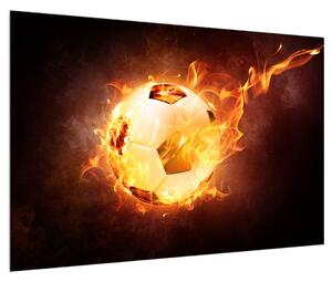 Obraz futbalovej lopty v ohni (90x60 cm)
