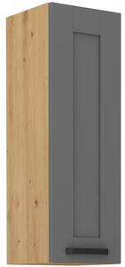 Vysoká horná skrinka LAILI - šírka 30 cm, šedá / dub artisan