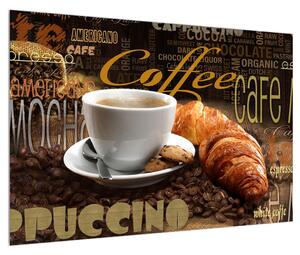 Obraz kávy a croissantov (90x60 cm)