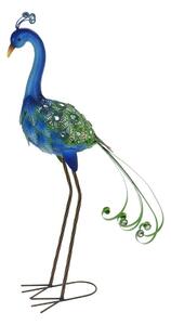 Záhradná kovová figúrka Peafowl, 80 cm, modrá