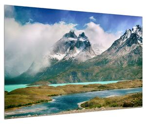 Obraz horskej krajiny s riekou (90x60 cm)