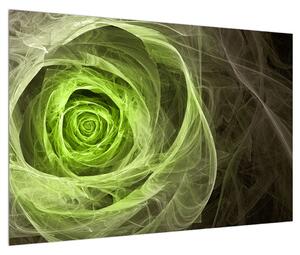 Abstraktný obraz zelenej ruže (90x60 cm)